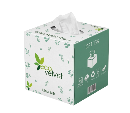 EcoVelvet Cubic Facial Tissue box, CFT 136